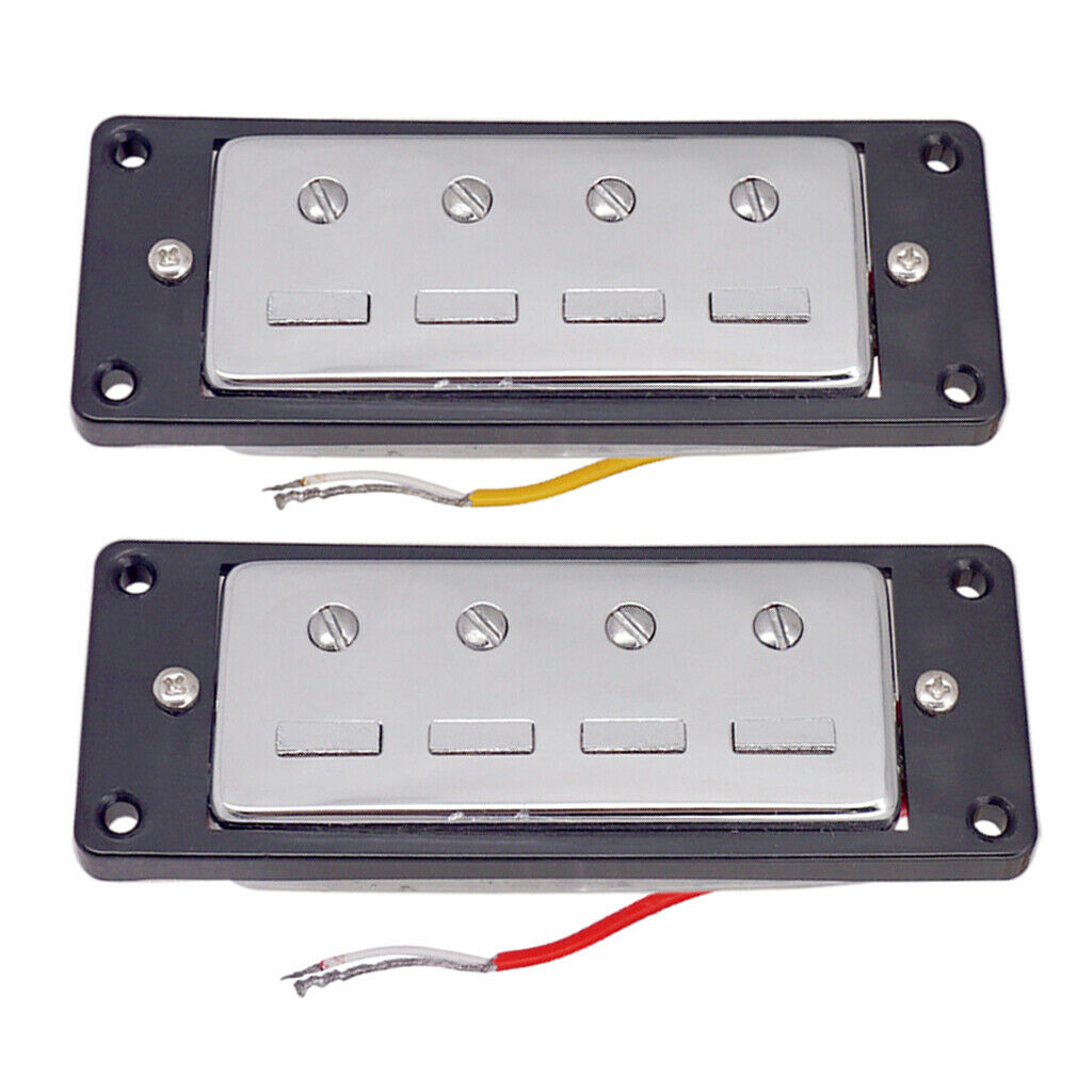 Set Electric Bass Mini Humbuckers - Neck & Bridge   Pair - Black Frame
