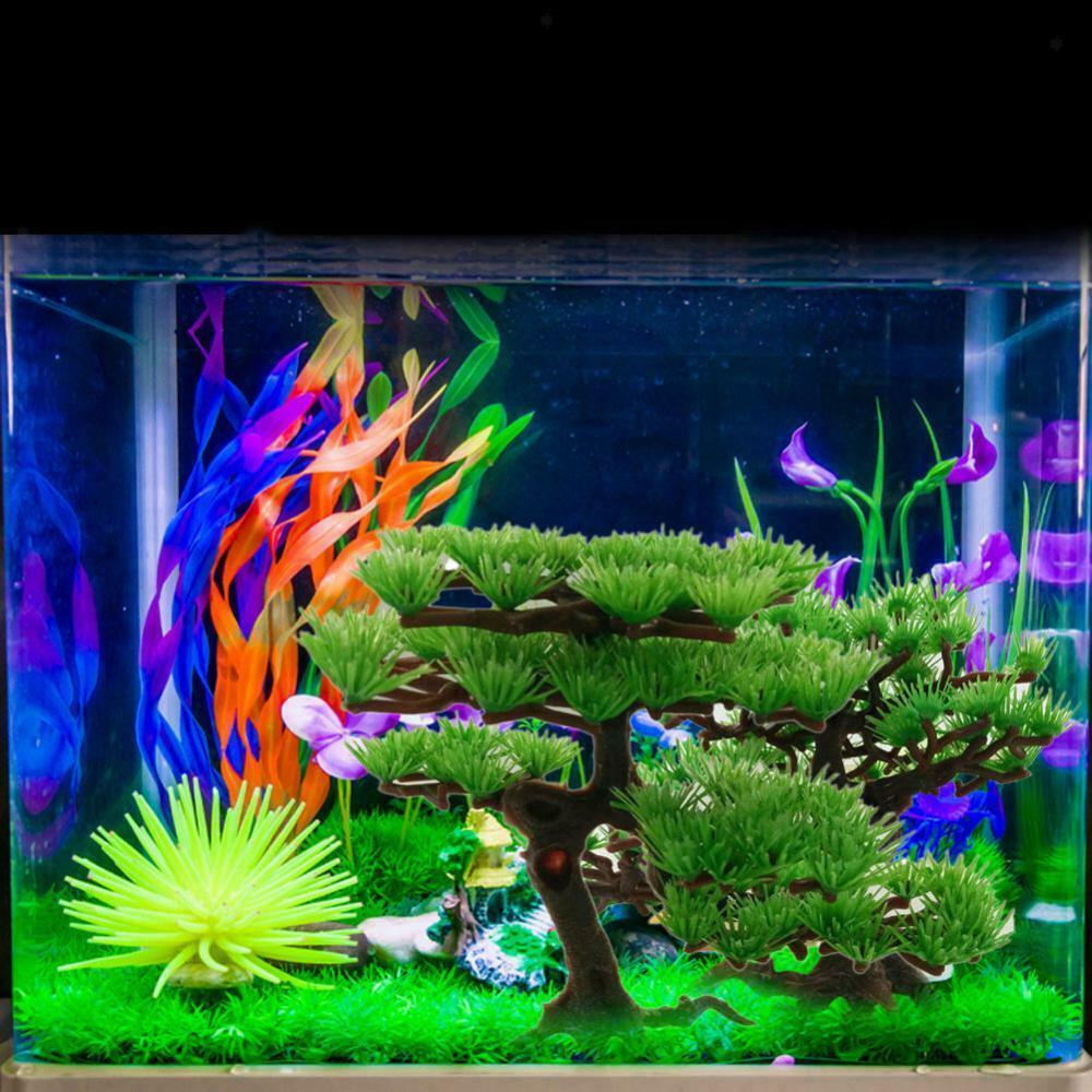 Aquarium Artificial Plastic Plant Pine Tree Fish Tank Decoration--No Base