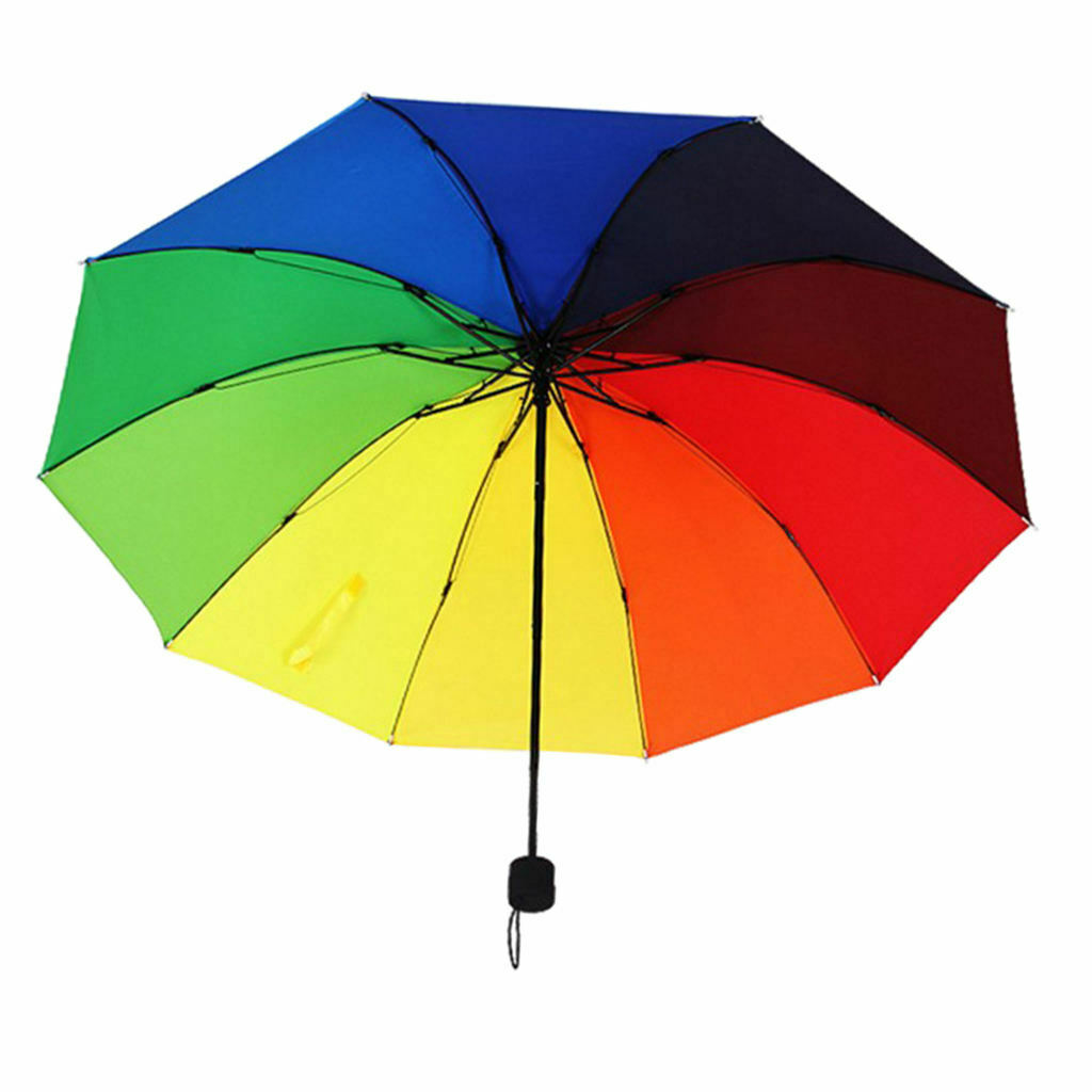Large Canopy Rainbow Umbrella Multicolor Durable Strong Storm Windproof