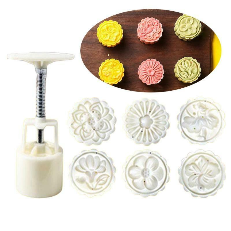 Plastic Mooncake Molds 50g Flowers Stamps Cookie Cutters Moulds DIY Baking Tools