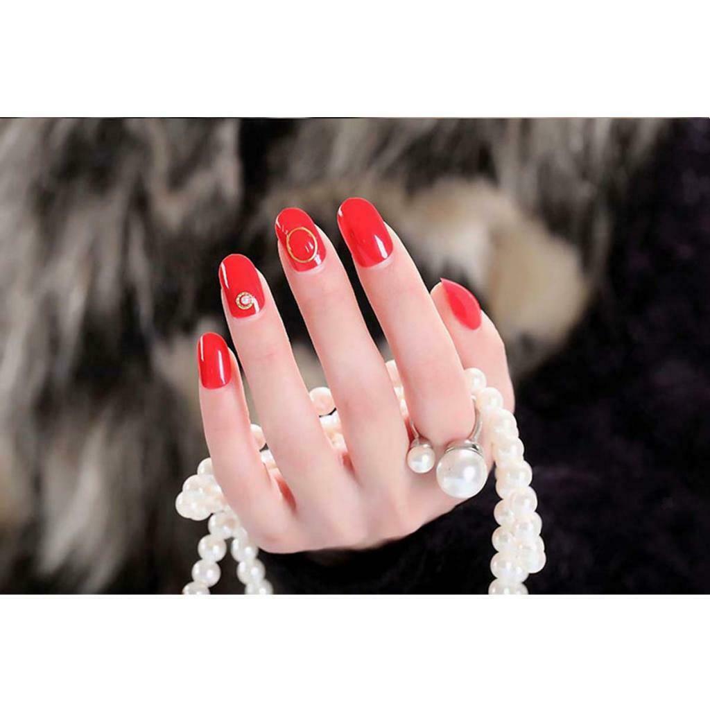 24x Women Ballerina Nails Oval Tips Short Nail for Party Wedding Daily