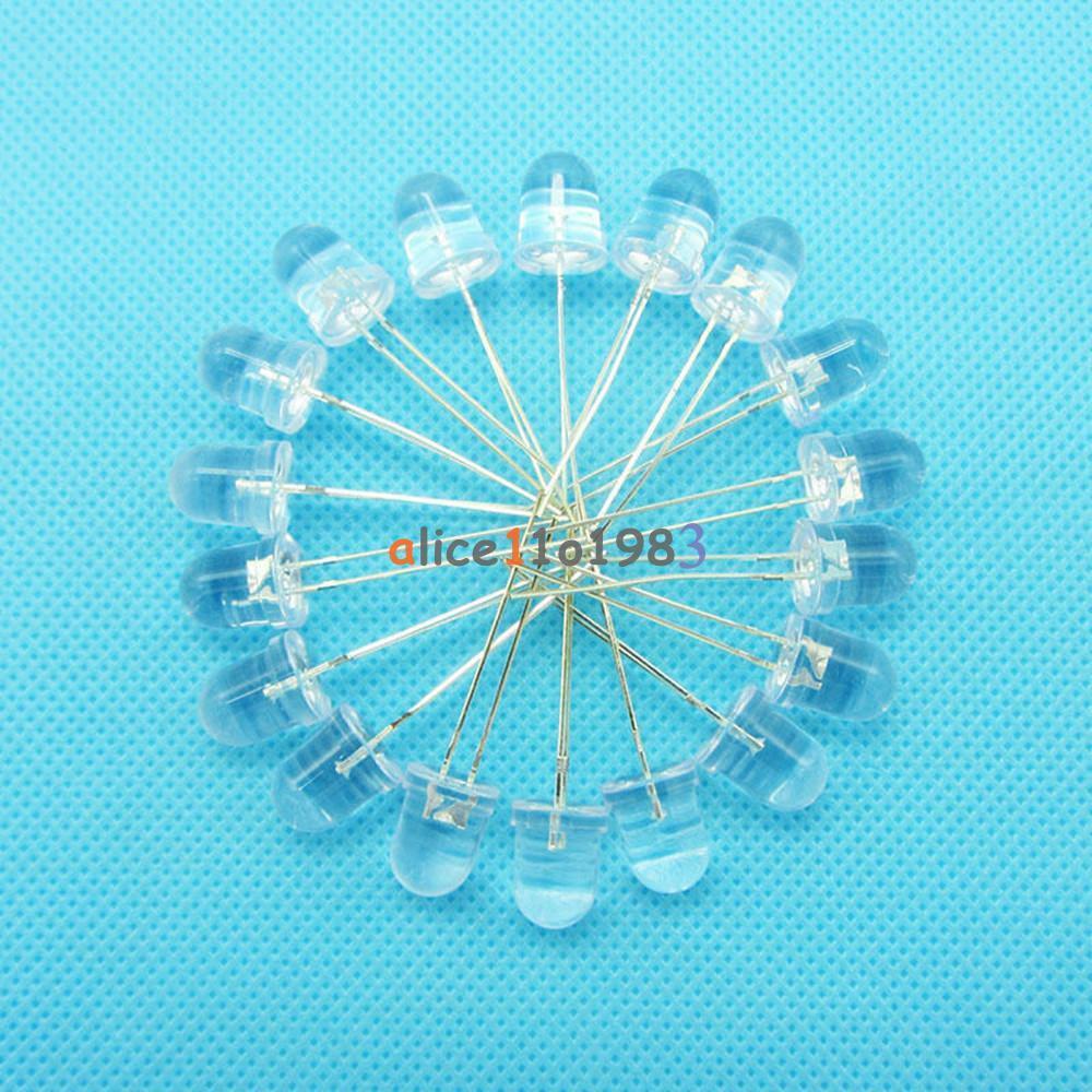 100PCS Round 8MM White Water Clear LED Light Diodes Leds Lamp Bulb Kit