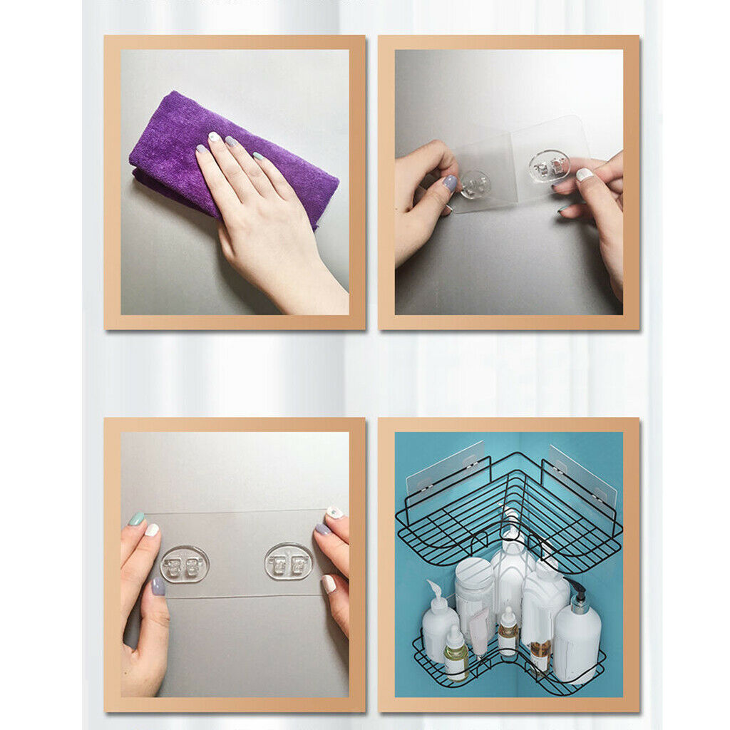 2 PCS Heavy Duty Iron Wall Corner Shelves Adhesive Storage Organizer Shelf