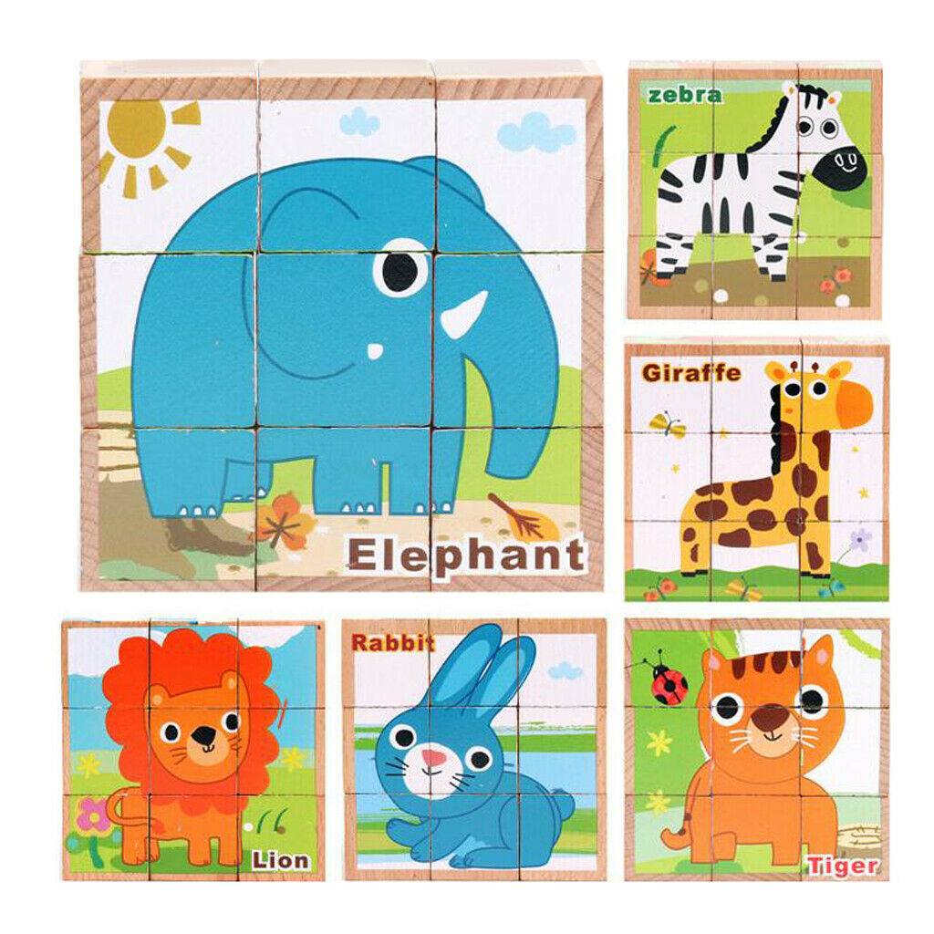Wooden Animals Building Blocks Preschool   Block Jigsaw Travel Puzzle
