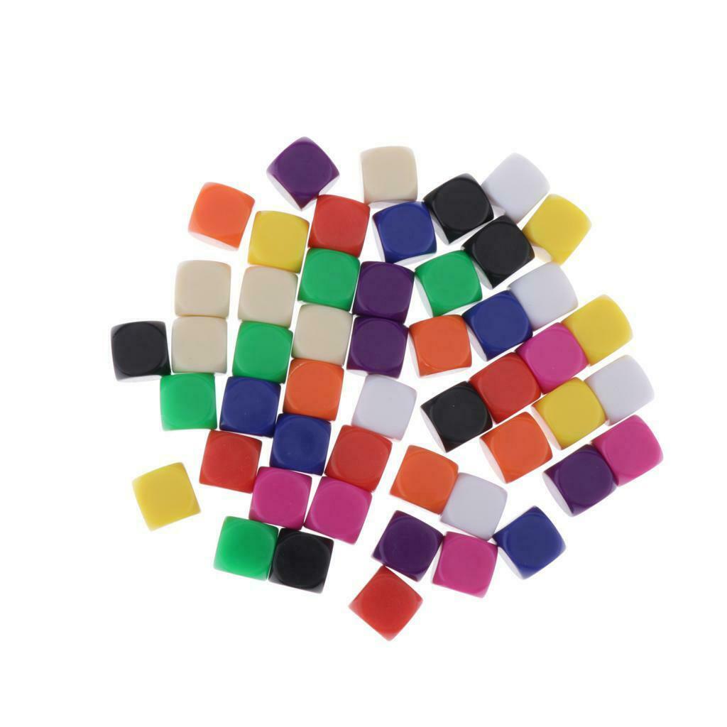 50x Blank D6 Mix Color Dice Dungeon & Dragon RPG Roleplay Game Set Kids Gift