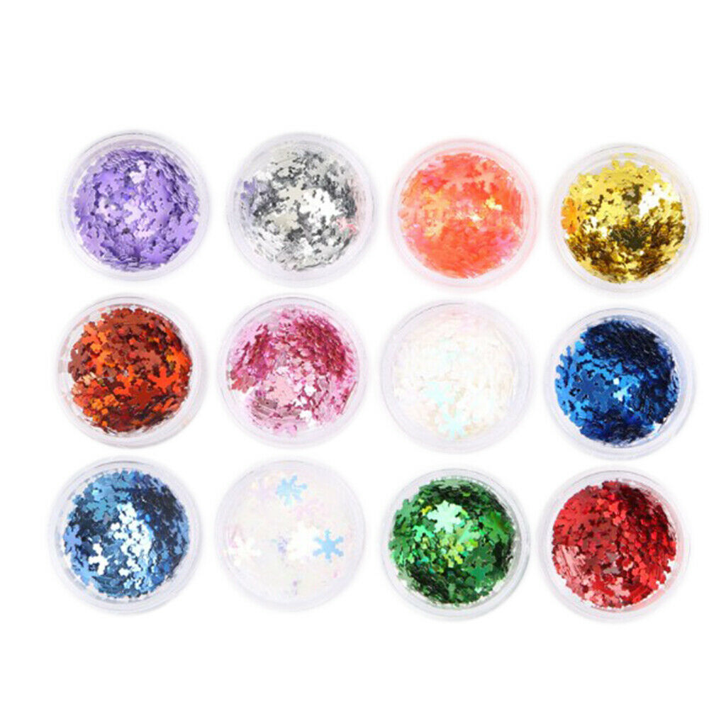 24 Pieces Snow&Star Nail Sequins Nail Art DIY Decoration for Salon Home