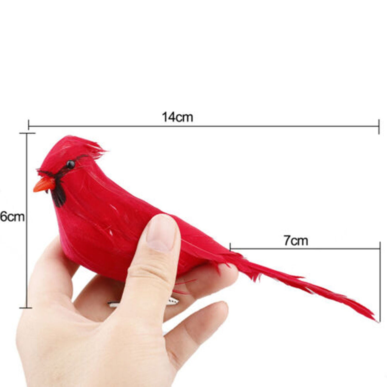 12pcs Artificial Red Clip-on Cardinals Feathered Birds Christmas Ornaments