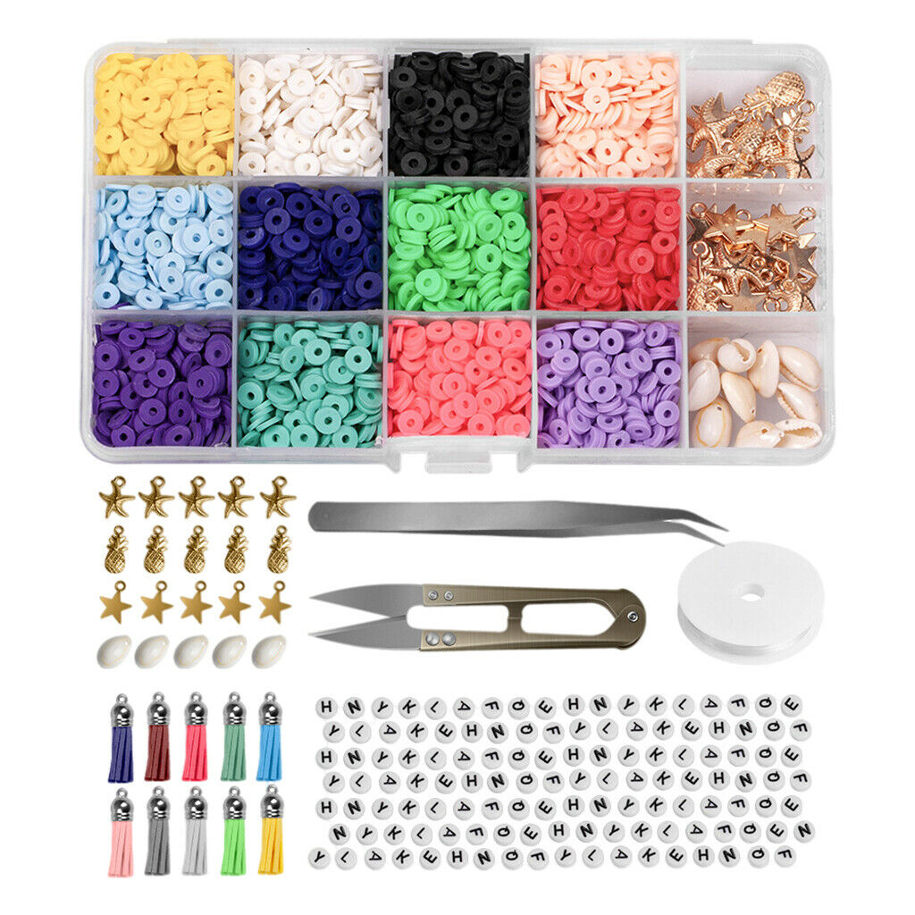 Clay Heishi Beads Round Beads Kit for Bracelets Necklace Handmade 18 Colors