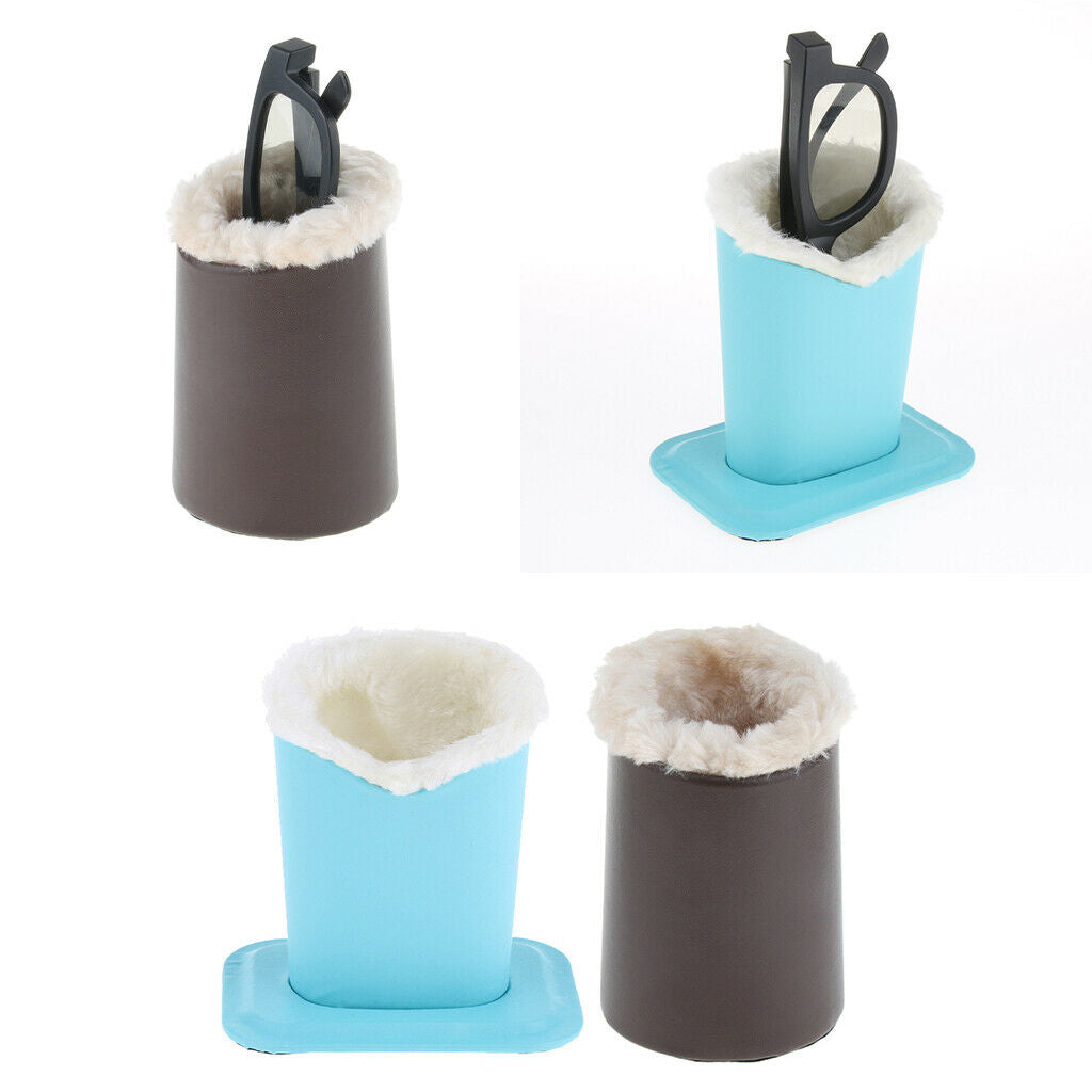 2 Pack Soft Plush Lined Eyeglasses Holder PU Leather Glasses Stand Case