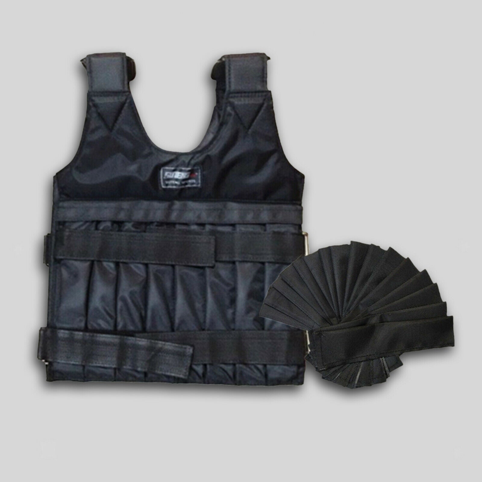 20kg Adjustable Weighted Workout Vest Fitness Training Empty Waistcoat Black