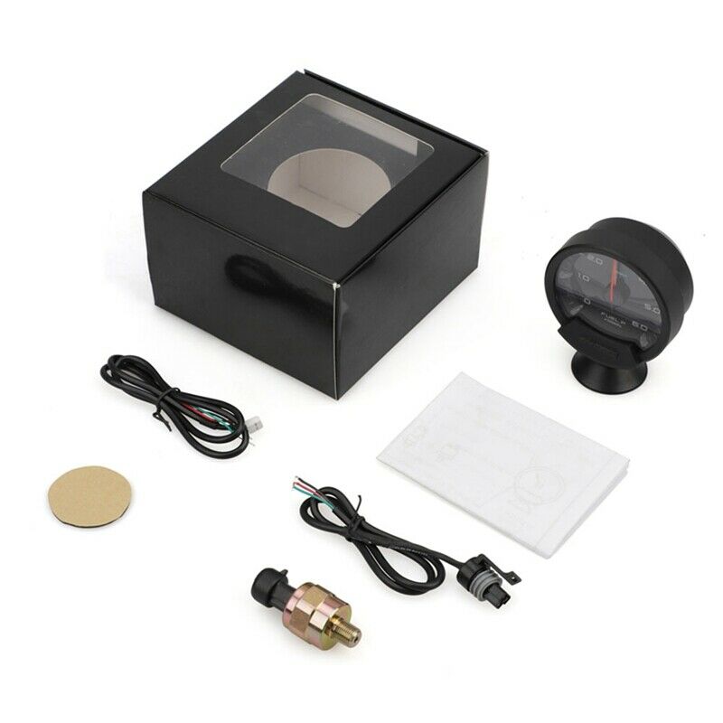 60mm 12V Fuel Pressure Gauge Oil Press Gauge White Led Fuel Gauge Universal S7A4