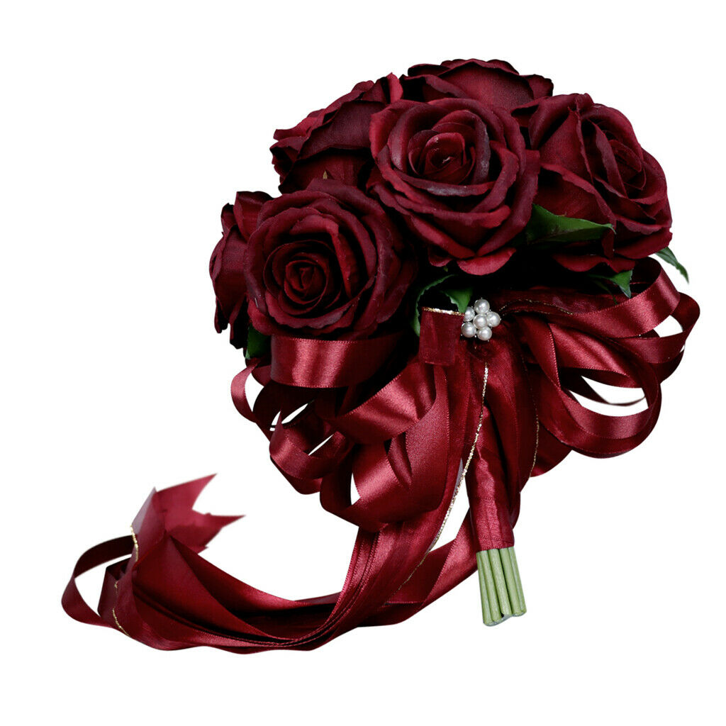 Romantic Silk Bridal Rose Wedding Bouquet Bride / Bridesmaid Hand