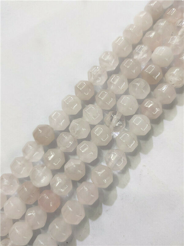 1 Strand 8x8mm Natural Rose Quartz Bicone Spacer Loose Beads DIY 15.5inch HH129