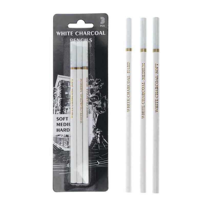 3pcs White Sketching Charcoal Drawing Pencil Art Set Art Painting Stationery