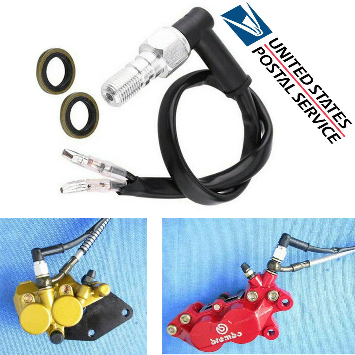 Motorcycle Hydraulic Braking Oil Hose 10mmx1.25mm Banjo Bolt with 2 Spacer Rings
