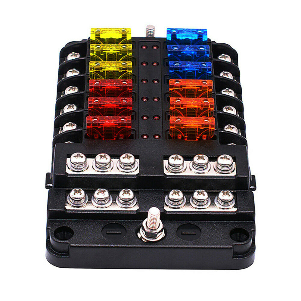 12 Way 12V-32V Auto Car Power Distribution Blade Fuse Holder Box Block Board new