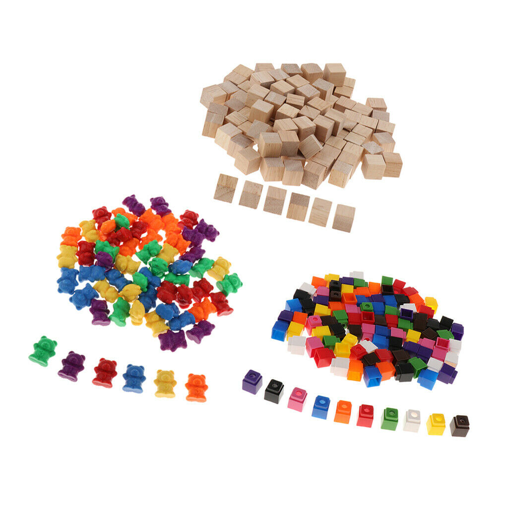 Math link Cubes Snap Blocks + Square Cubes Bricks + Bear Sort Counters Set