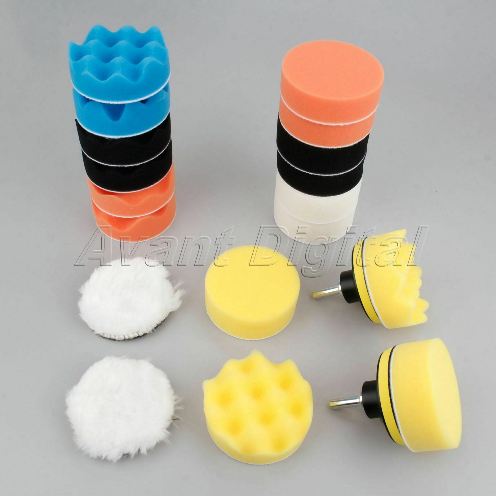 22Pcs 3" Inchinch Buffing Waxing Pads With M10 Drill For Car Polishing Cleaning