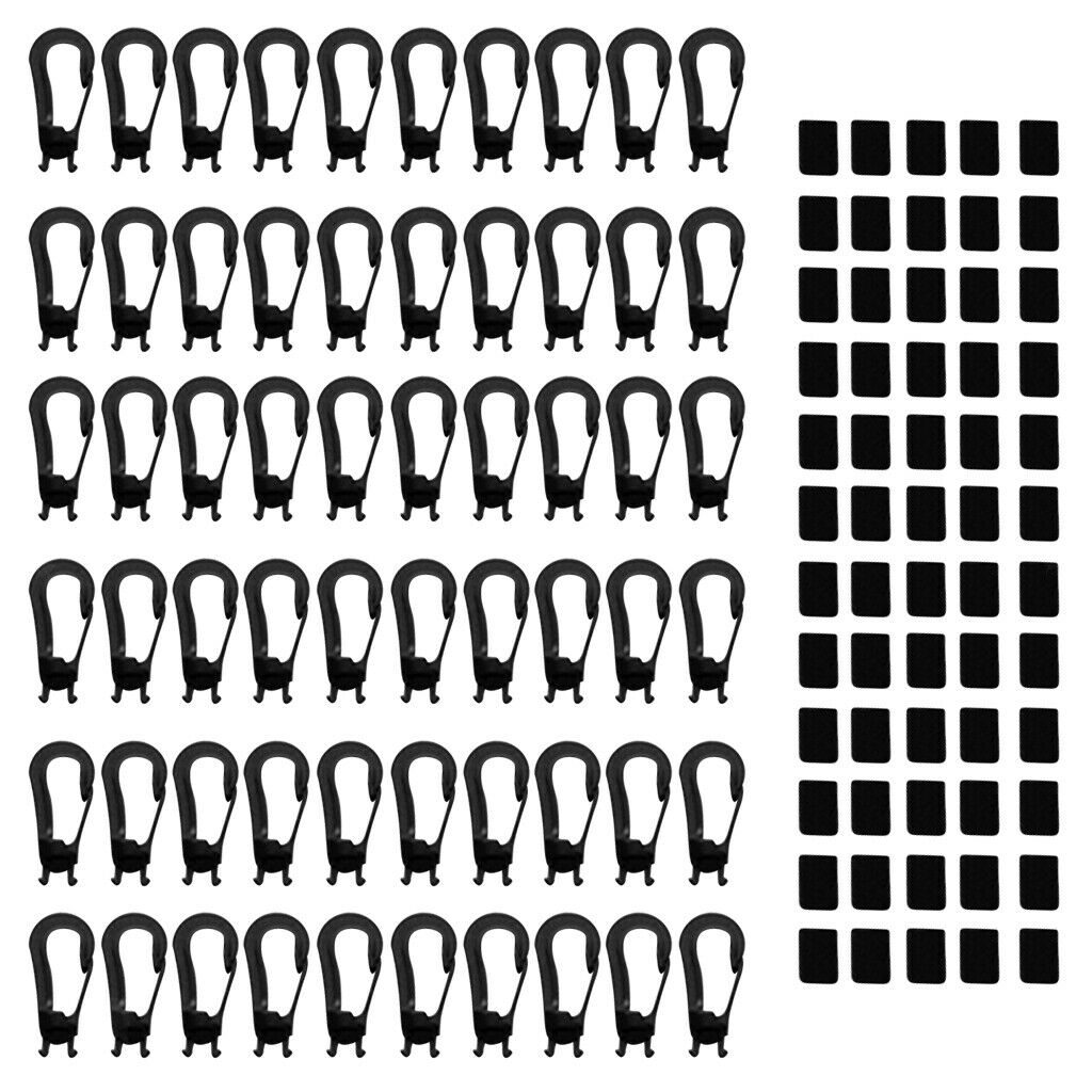 60Pcs Shock Bungee Cord Hook Karabiner Cord Black for 5mm Bungee Straps