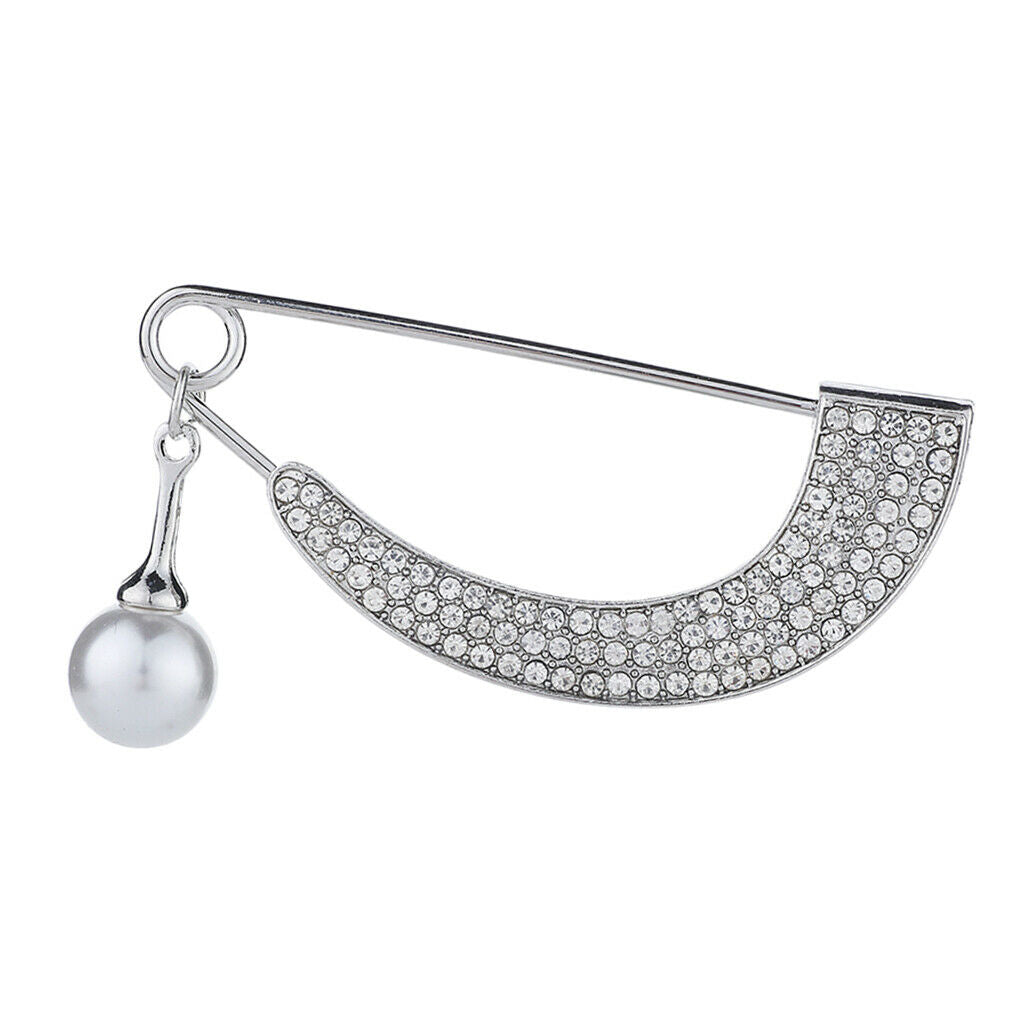 2 Pcs Women's Elegant Shawl Clip Sparkling Full Crystal Brooch Safety Pin