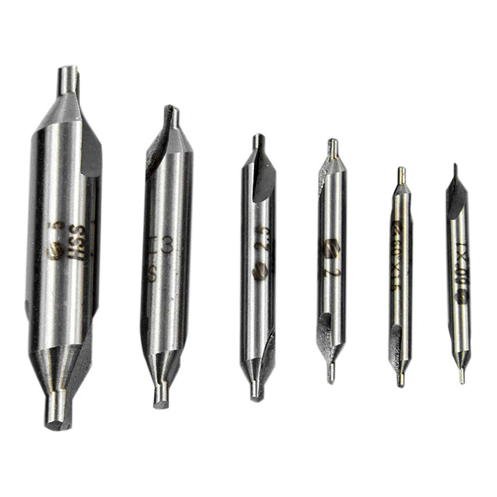 6pc Combined HSS Center Drill Countersink Bit Lathe Mill Tackle Tool Set NICE