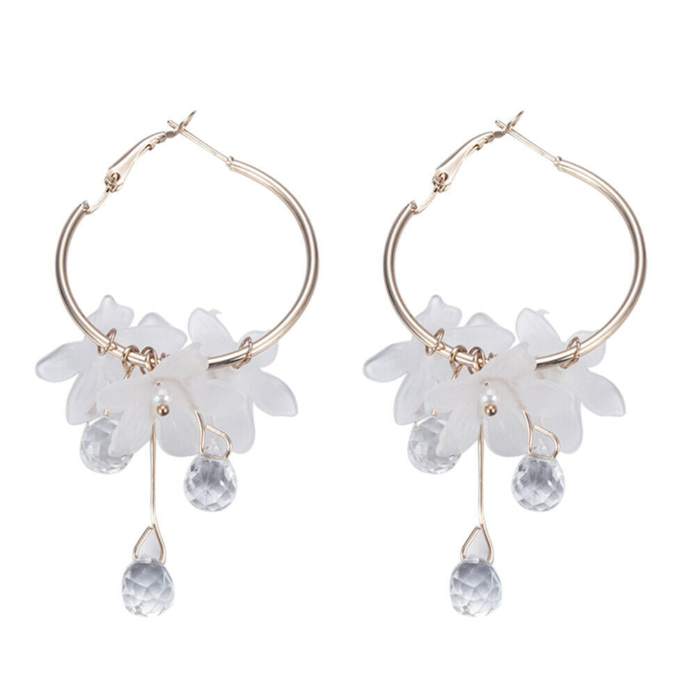 Drop Earrings Crystal Tassel Dangle Acrylic Flower Women Jewelry Accessories