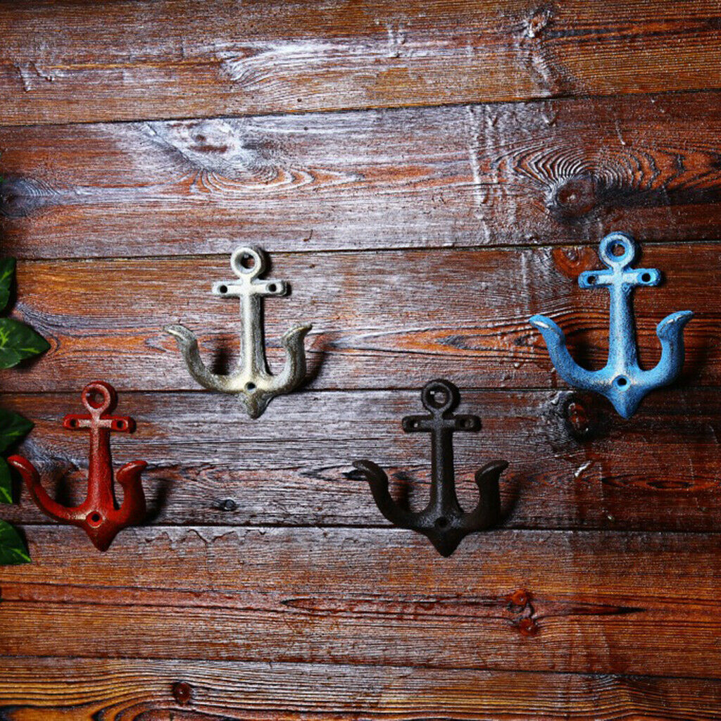 2x Wall Hook Coat Hook Rack Hanger Decoration Red Wall Mounted Anchor Shaped