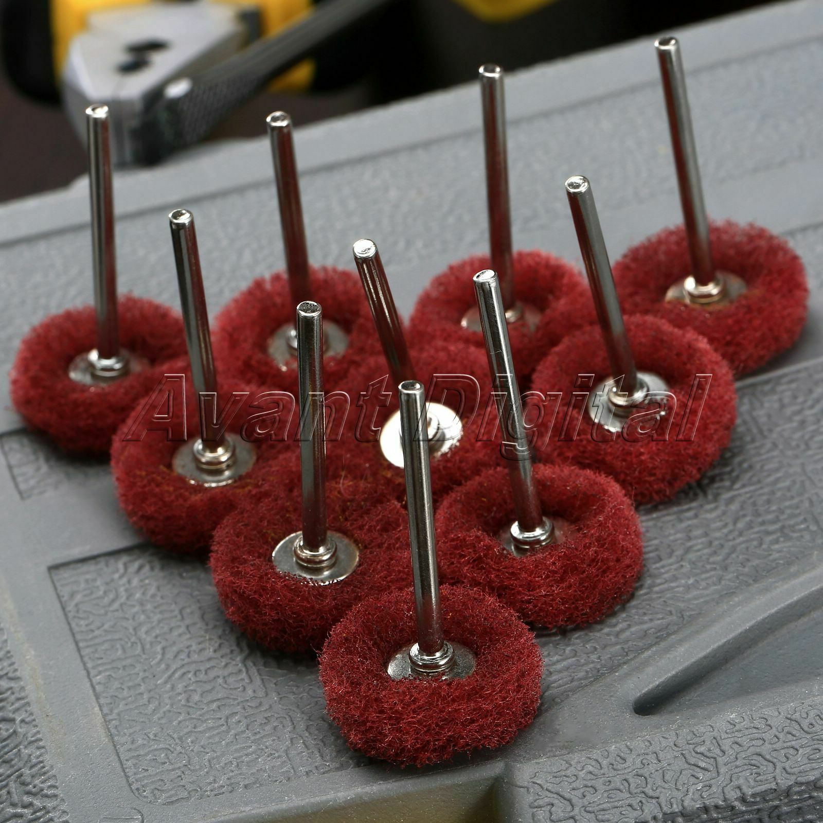 10X Scouring Pad Polishing Buffing Shank Wheels For Grinder Power Rotary Red