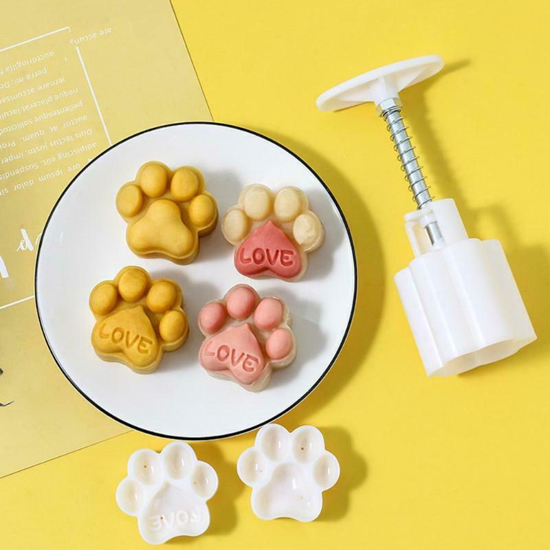Plastic Mooncake Mold 50g Cat Paw Stamp Biscuit Cookie Cutter Mould DIY Fondant