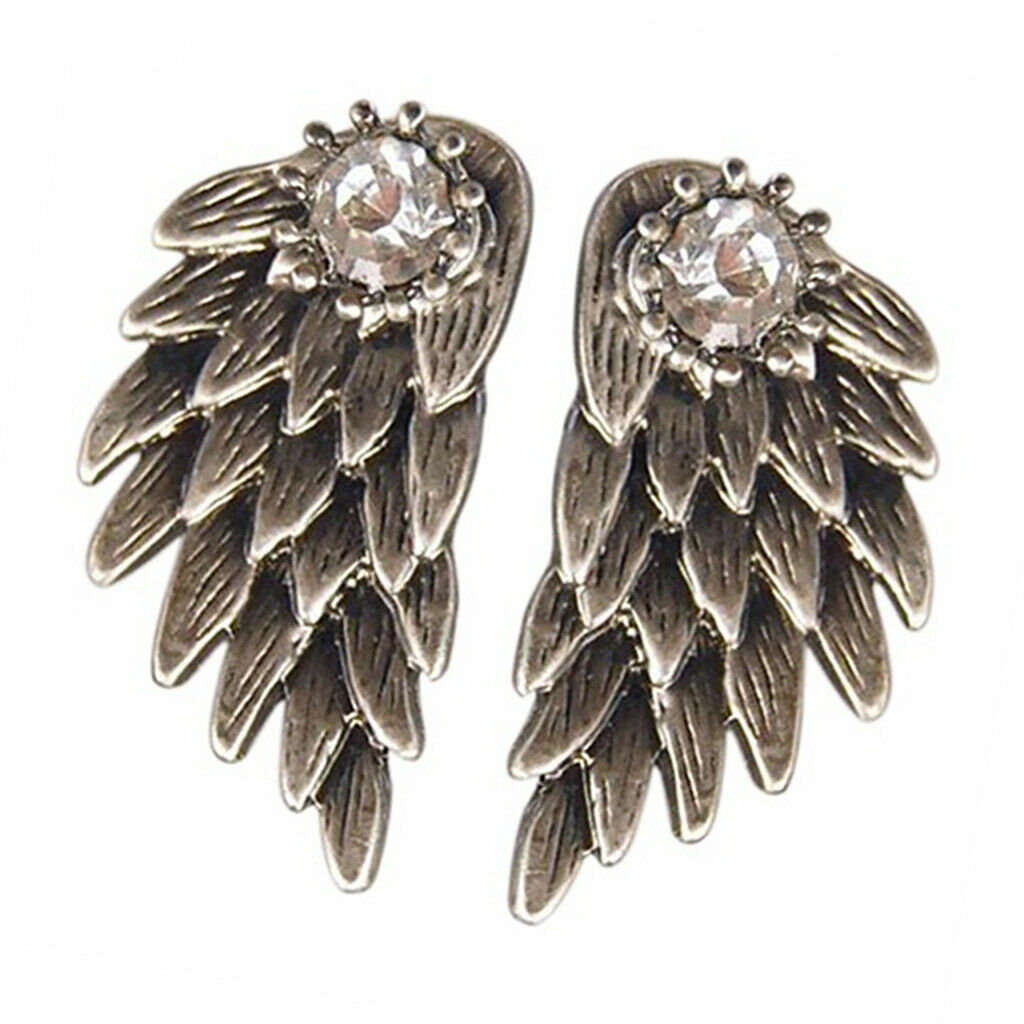 4pcs Punk Women's Cool Jewelry Angel Wings Rhinestone Drop Stud Earrings
