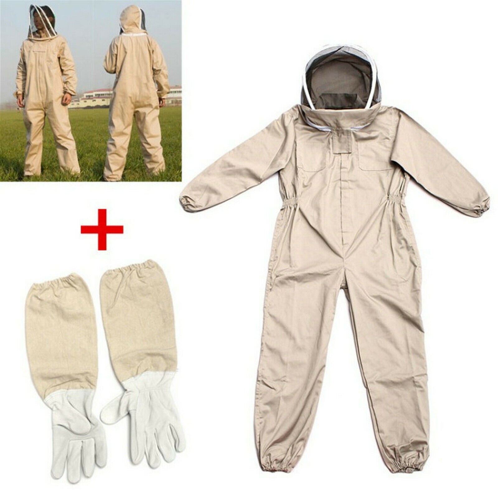 Unisex Bee Proof Beekeeping Suit Farm Unisex Outfit With Glove Veil Hood L