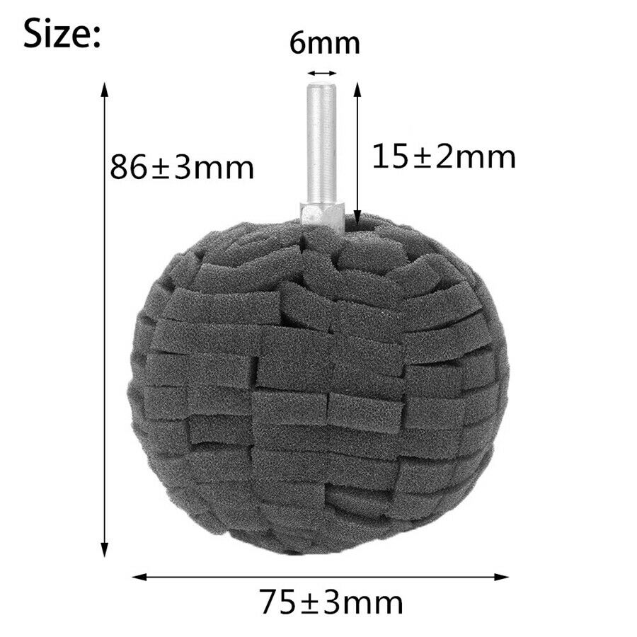 3Pc Black 3" Buffing Ball Finishing Buff Polishing Pad For Car Cleaning Buffing