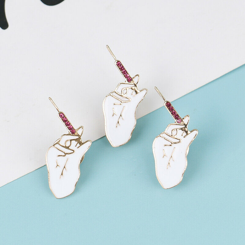 Simple White Enamel Lapel Medical Brooch Pin Syringe Glove  Accessories Jewelry