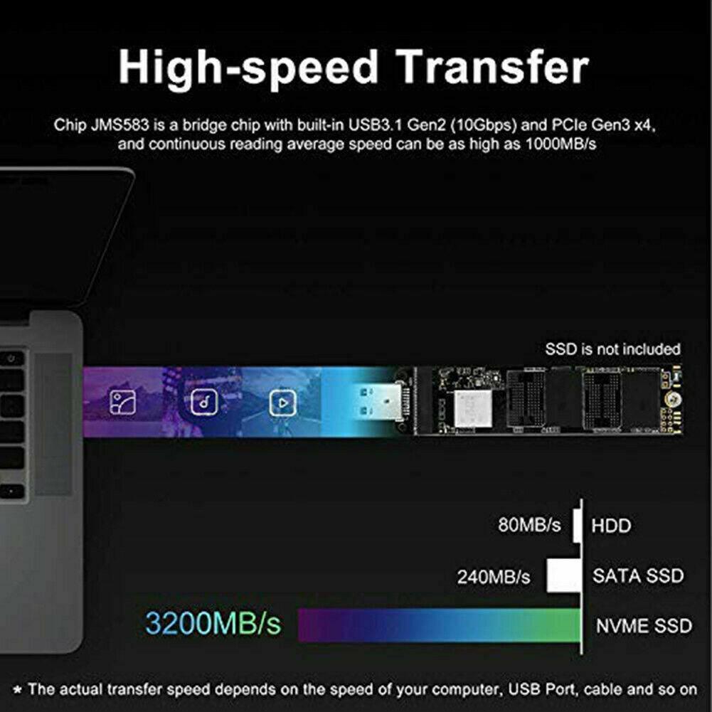 M.2 NVME SSD to USB 3.1 Adapter PCI-E to USB-A 3.0 Solid State Drive Converter