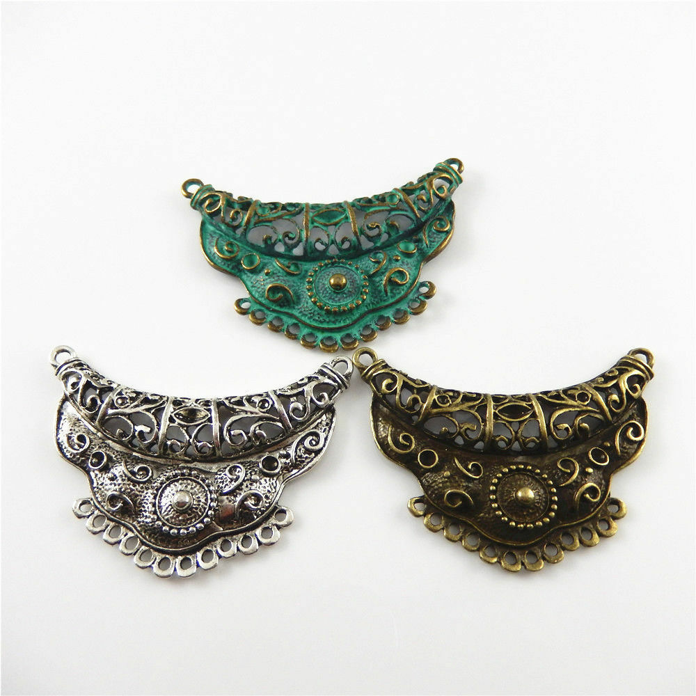 Multi-colors Zinc Alloy Hollow Half Moon Jewelry Charms Pendants Connectors 3x