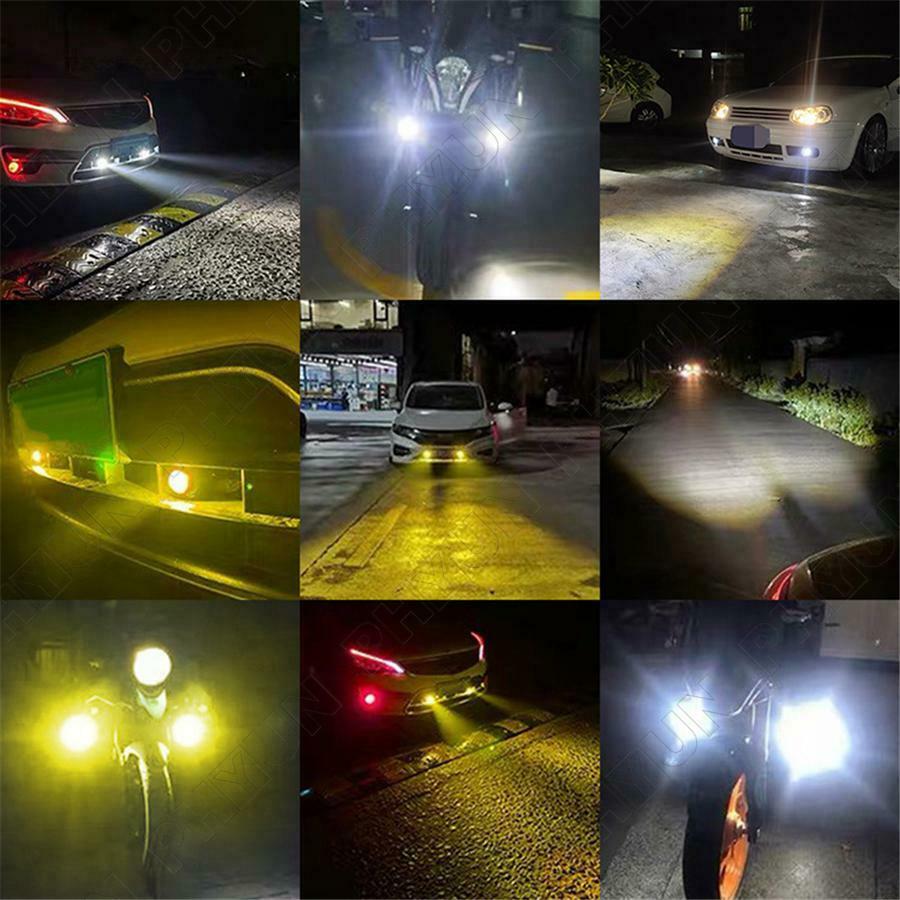 2x LED Motorcycle Bike Headlight Spot Fog Lights Driving Lamps Yellow & White