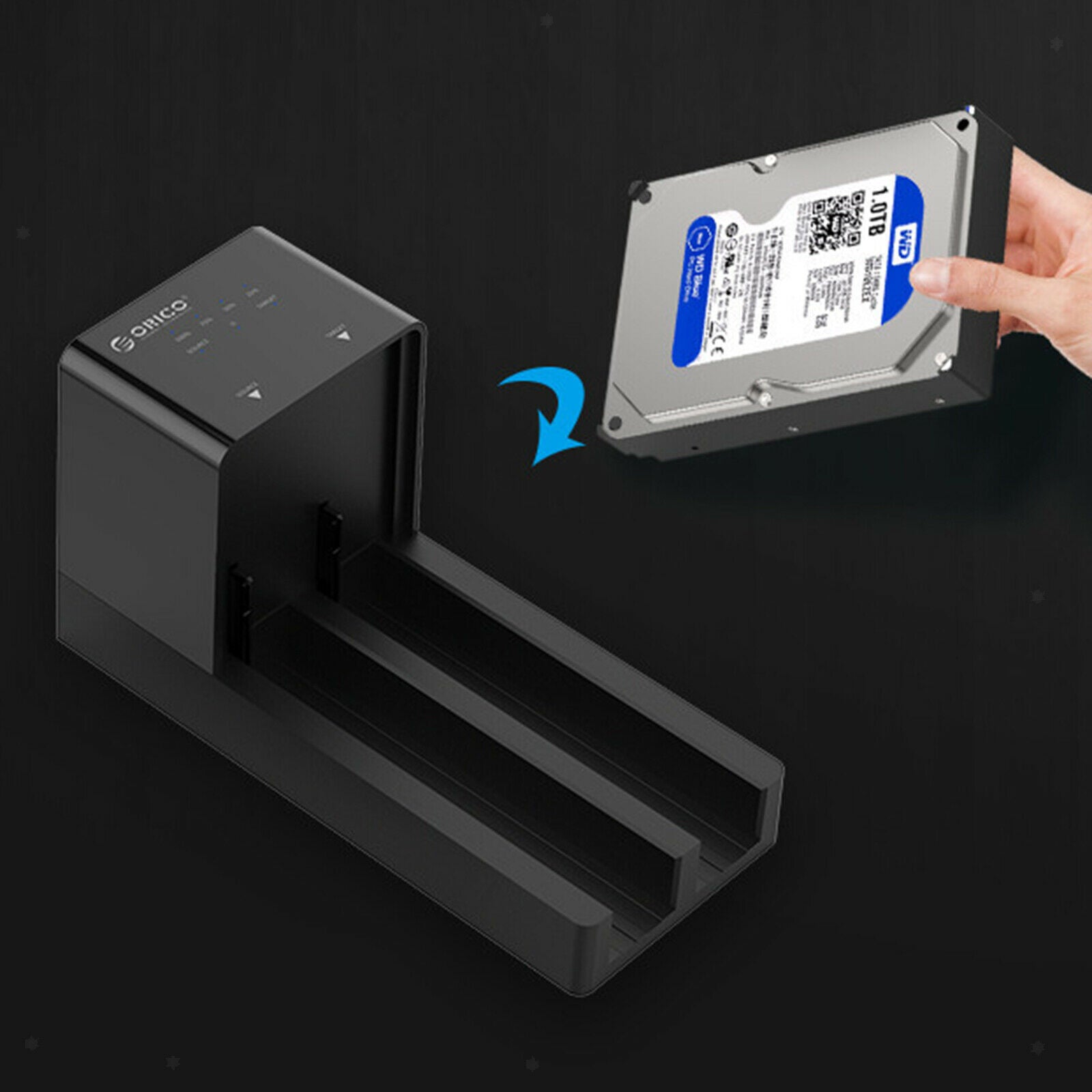 Dual Bay 3.5" HDD Hard Drive Dock Station Enclosure 20TB Capacity Premium