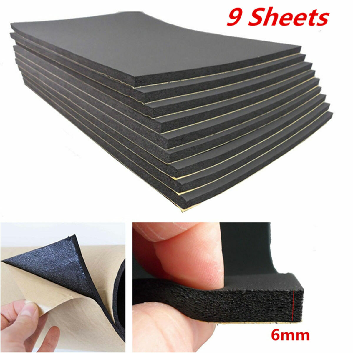 9 Sheets Flame Retardant Sound Proofing Waterproof Closed Cell Foam 6mm Thick