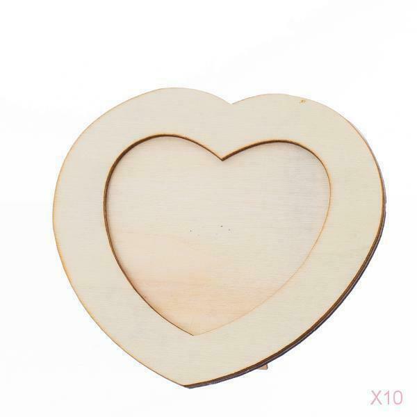 10Pcs Heart Shaped Wooden Photo Frame Holder Table Decor Picture Booth Children