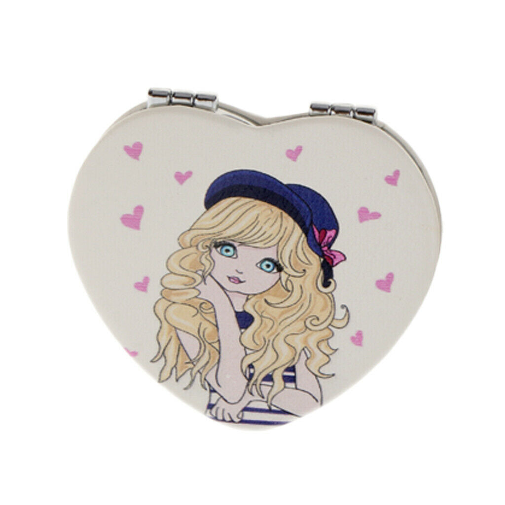 Mini Folding Double Sides Makeup Cosmetic Mirror Compact Pocket Random Heart