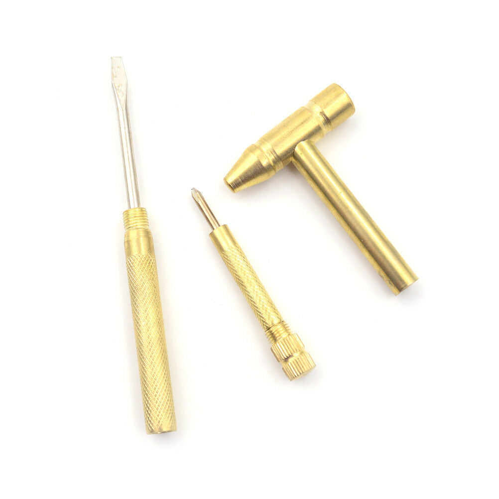 Multifunction 5 in1 Micro Mini Copper Hammer 3 kinds Screwdrivers Hand Tools Kt