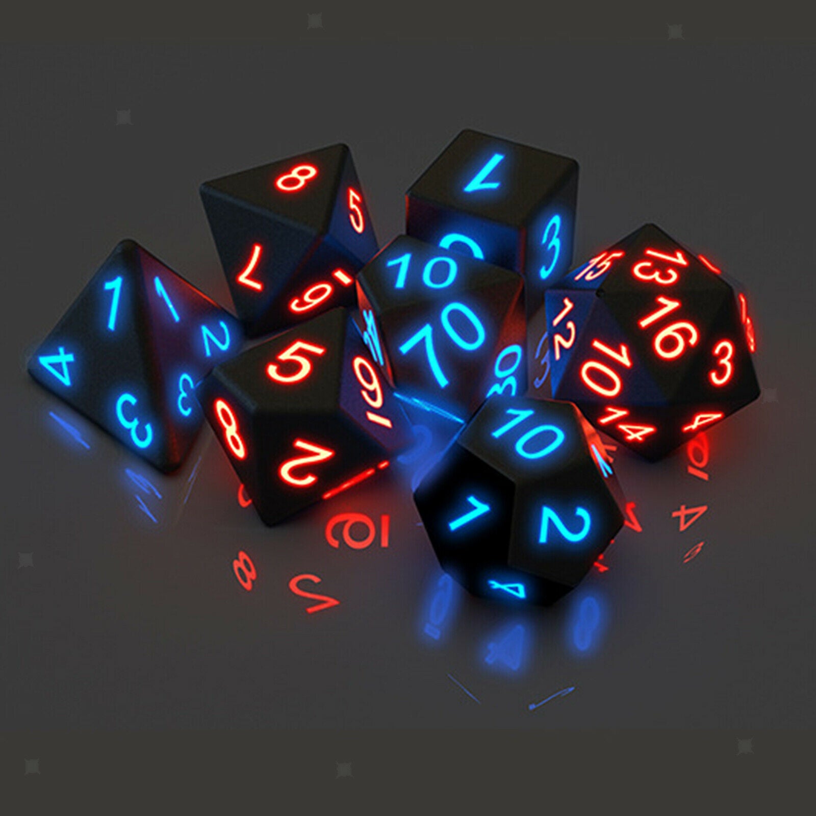 7x Glow-in-the-Dark Dices Multi Side Dice Set for Role Play Board Game Toys