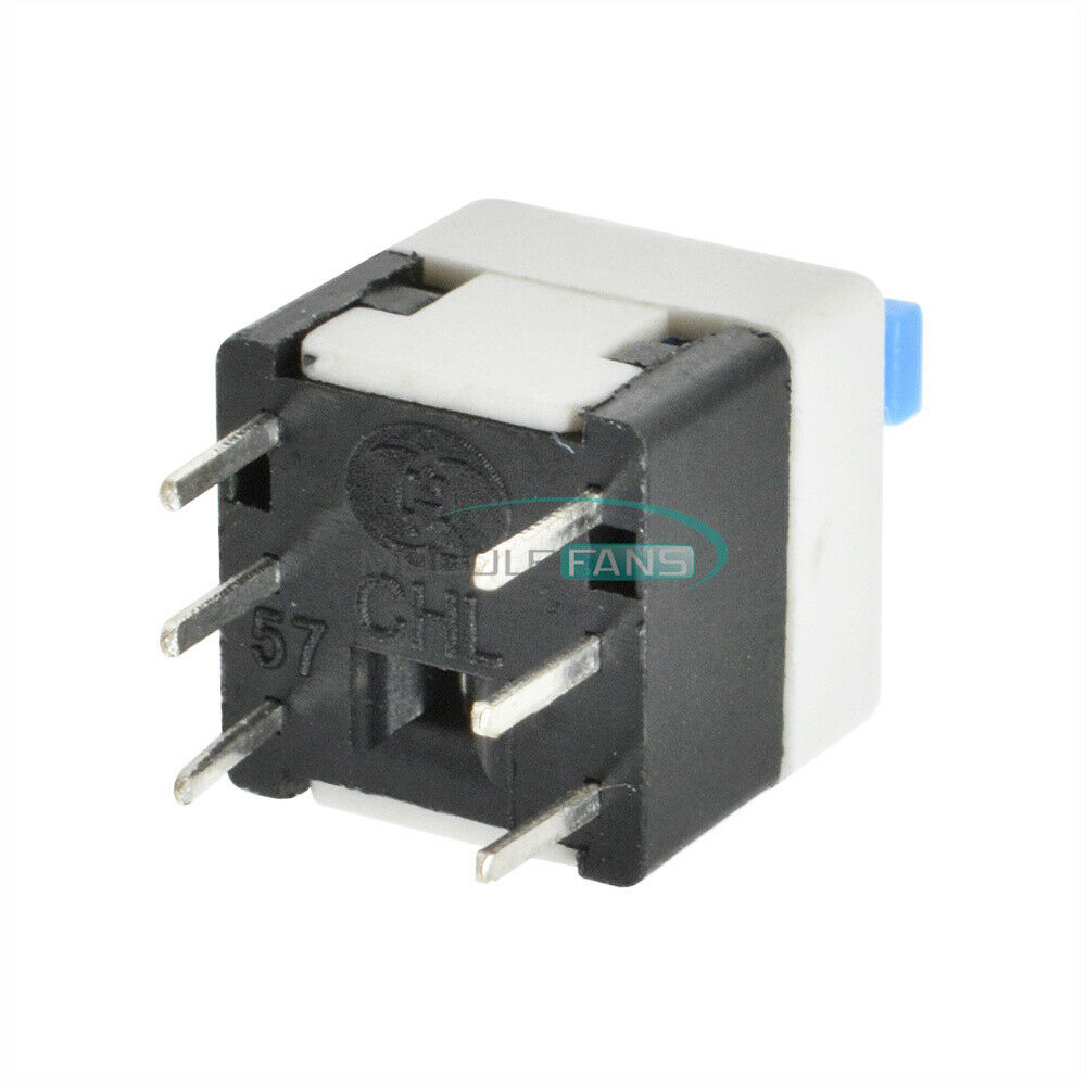 20PCS Blue Cap Self-locking Type Square Blue Button Switch Control 8X8mm