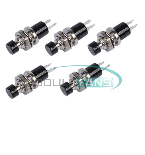 5PCS Mini Push Button Momentary N/O Switch PBS-110 OFF-ON Black