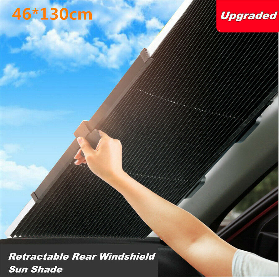 130cm x46cm Auto Car Retractable Folding Front/Rear Window Sun Shade Block Visor