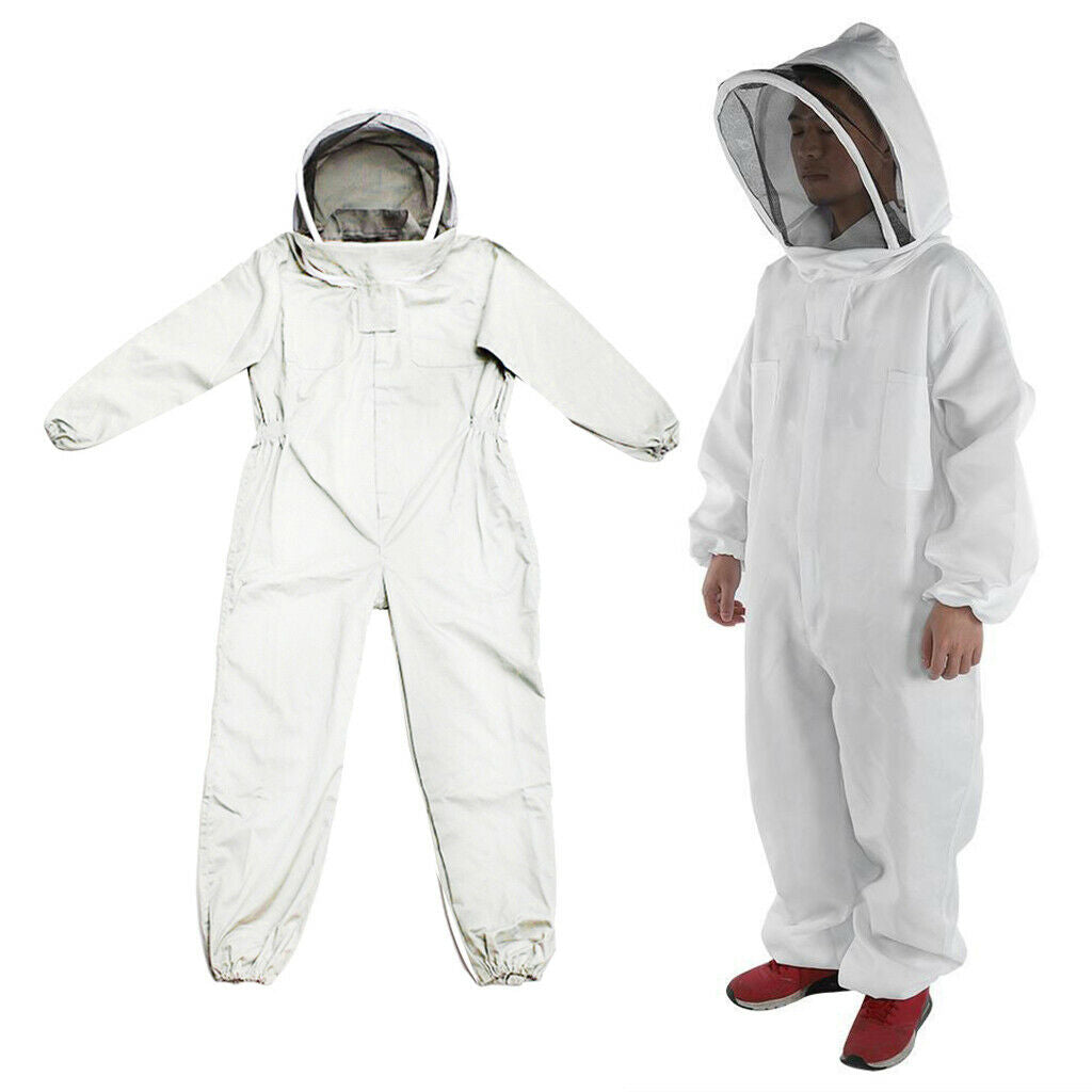 Beekeeper Protection Suit Equipment Suit Coat Safe Veil Hat L Size White New
