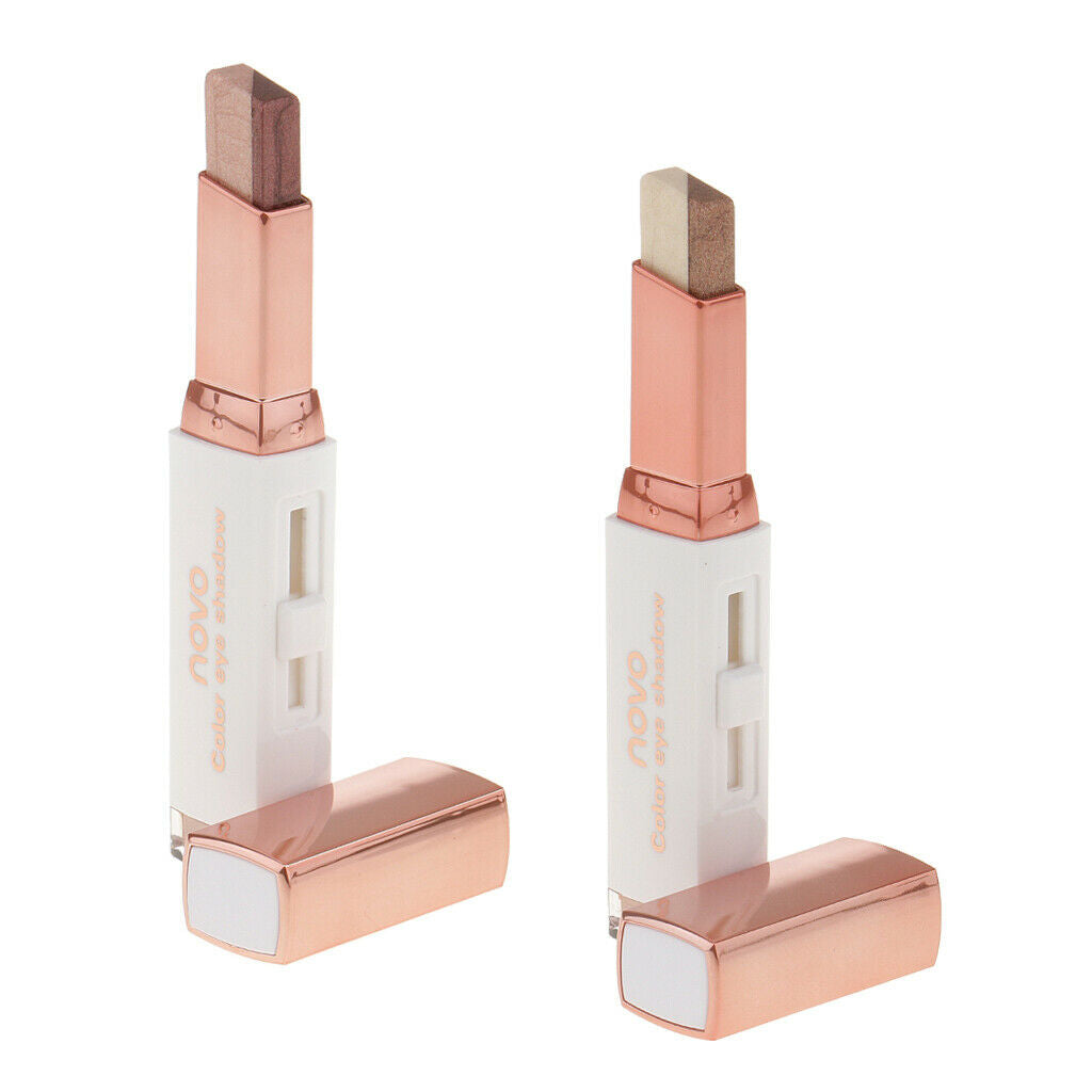 2Pcs Double Color Shimmer Eye Shadow Pen Long Lasting Eyeshadow Makeup Stick