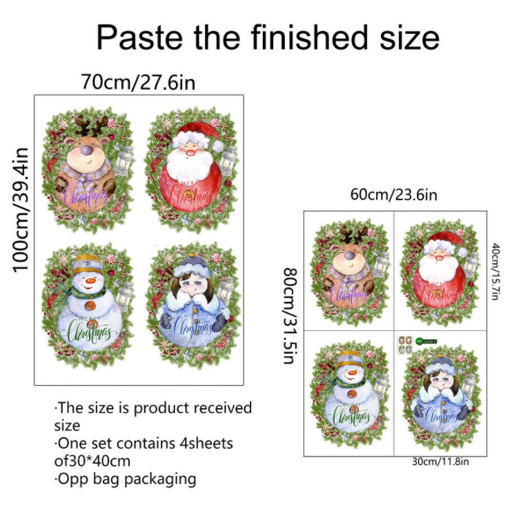 Christmas Window Stickers Santa Claus Elk Snowflakes Stickers Door Wall Decor