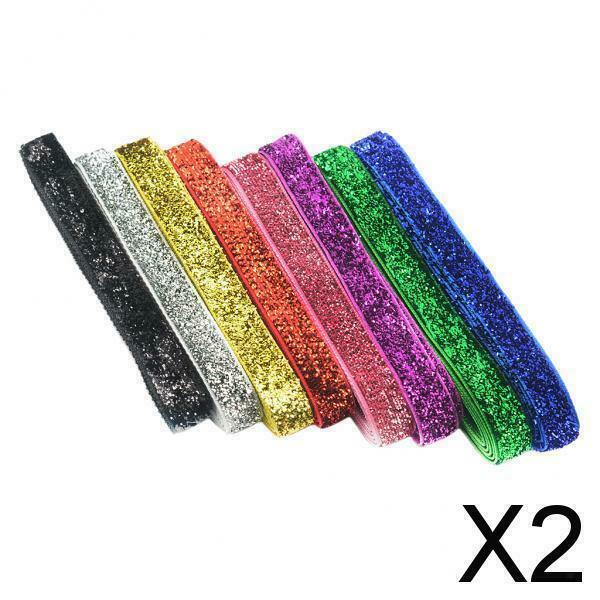 2X 8 Colors Glitter Velvet Ribbon Headband Clips Bow Wedding Decoration DIY