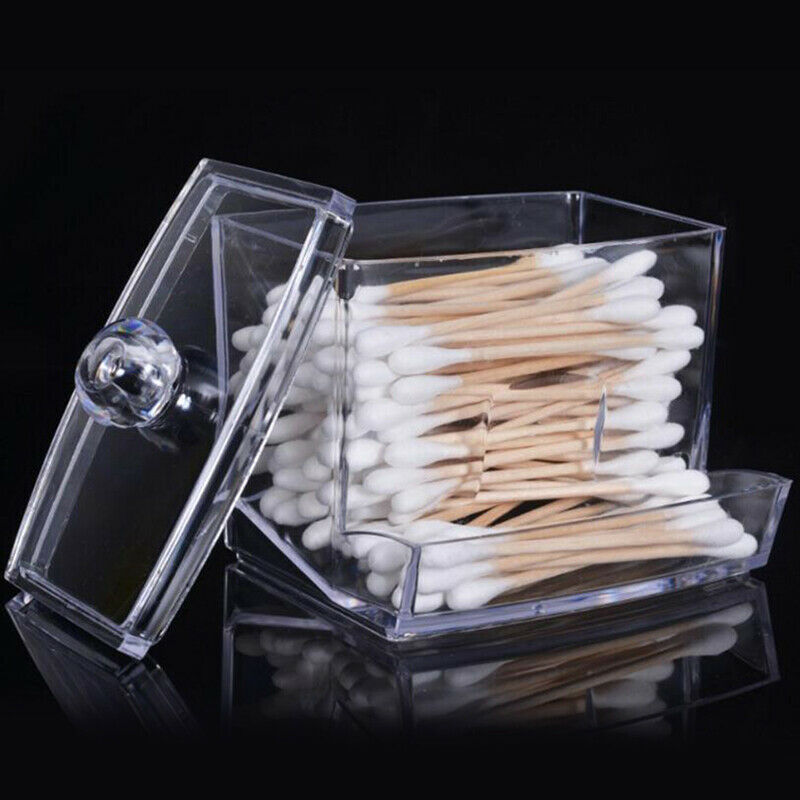 Hot Clear Acrylic Cotton Swab Storage Holder Box Cosmetic Makeup Organize.l8